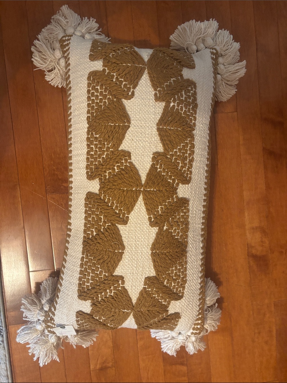 Anthropologie 2 Handwoven Brown &Cream Decorative Throw Pillow 14x24